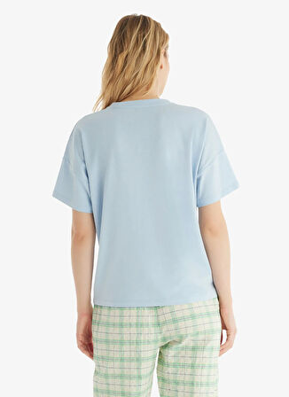 Blackspade Yuvarlak Yaka Düz Mavi Kadın T-Shirt 60547