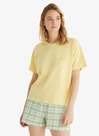 Blackspade Yuvarlak Yaka Düz Sarı Kadın T-Shirt 60547