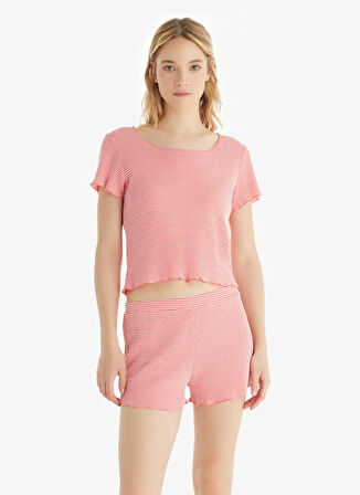 Blackspade Yuvarlak Yaka Düz Pembe Kadın T-Shirt 60549