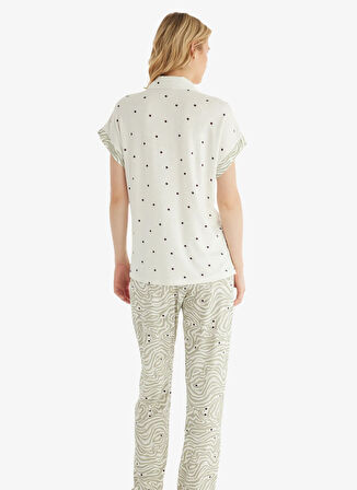 Blackspade Gömlek Yaka Baskılı Beyaz Kadın Pijama Takımı 51857