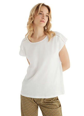 Blackspade Yuvarlak Yaka Düz Beyaz Kadın Pijama Takımı 51865
