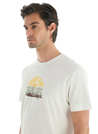 Blackspade Yuvarlak Yaka Düz Krem Erkek T-Shirt 40732