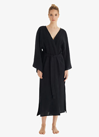 Blackspade Düz Siyah Kadın Kaftan 10743