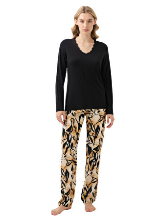 Blackspade Kadın Siyah Uzun Kol Pijama Takımı 51927