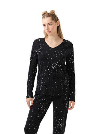 Blackspade Kadın Siyah Uzun Kol Pijama Takımı 51944 