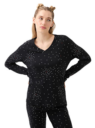 Blackspade Kadın Siyah Uzun Kol Pijama Takımı 51944 