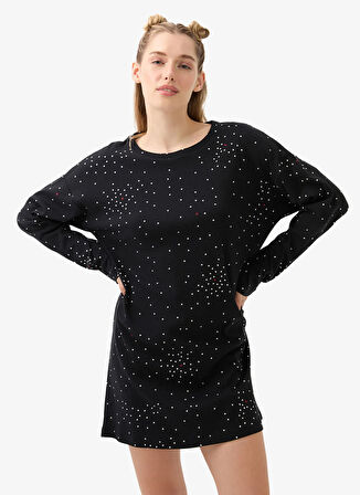 Blackspade Baskılı Siyah Kadın Gecelik 51946