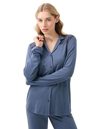 Blackspade Kadın Mavi Uzun Kol Pijama Takımı 51932 