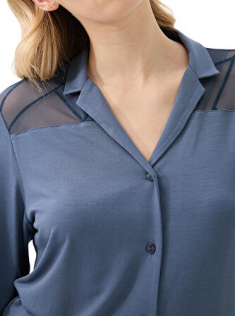 Blackspade Kadın Mavi Uzun Kol Pijama Takımı 51932 