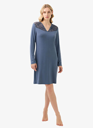 Blackspade Düz Gece Mavisi Kadın Gecelik 51929