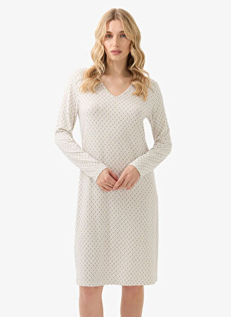 Blackspade Baskılı Ekru Kadın Gecelik 51961