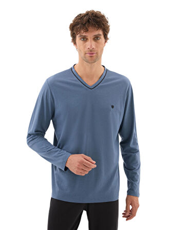 Blackspade Erkek Mavi Uzun Kol 3'lü Pijama Takımı 40782 