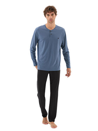 Blackspade Erkek Mavi Uzun Kol Pijama Takımı 40781 