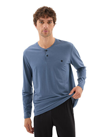 Blackspade Erkek Mavi Uzun Kol Pijama Takımı 40781 