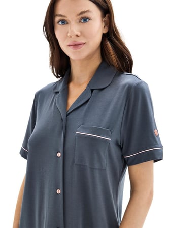 Blackspade Kadın Antrasit Kısa Kol Pijama Takımı 52084