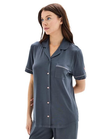 Blackspade Kadın Antrasit Kısa Kol Pijama Takımı 52084