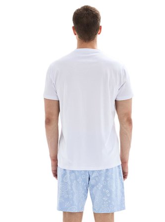 Blackspade Erkek Beyaz Kısa Kol Şort Pijama Takımı 40898
