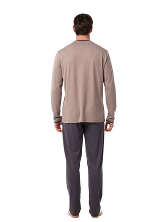 Blackspade Erkek Vizon Uzun Kol Pijama Takım 40976 
