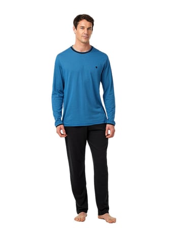 Blackspade Erkek Mavi Uzun Kol Pijama Takım 40976 