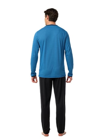 Blackspade Erkek Mavi Uzun Kol Pijama Takım 40976 