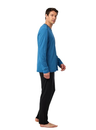 Blackspade Erkek Mavi Uzun Kol Pijama Takımı 40977 