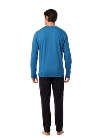 Blackspade Erkek Mavi Uzun Kol Pijama Takımı 40977 