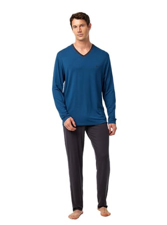 Blackspade Erkek Lacivert Uzun Kol Pijama Takım 40975 
