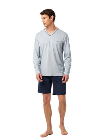 Blackspade Erkek Gri Uzun Kol 3'lü Set Pijama Takımı 40962 