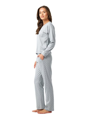 Blackspade Kadın Gri Uzun Kol Pijama Takım 52209 