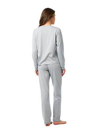 Blackspade Kadın Gri Uzun Kol Pijama Takım 52209 