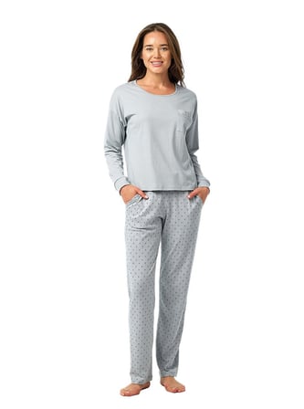 Blackspade Kadın Gri Uzun Kol Pijama Takım 52209 