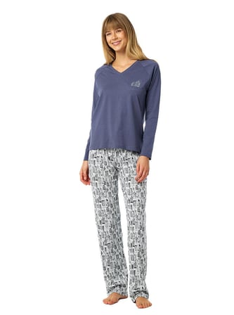 Blackspade Kadın İndigo Uzun Kol Pijama Takımı 52233 