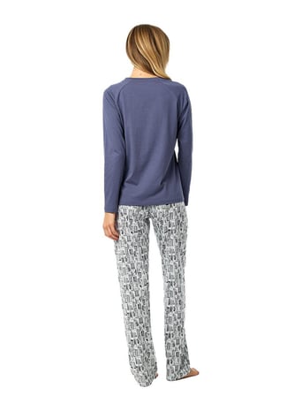 Blackspade Kadın İndigo Uzun Kol Pijama Takımı 52233 