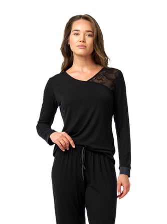 Blackspade Kadın Siyah Uzun Kol Pijama Takımı 52202 