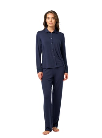 Blackspade Kadın Lacivert Uzun Kol Pijama Takımı 52205 