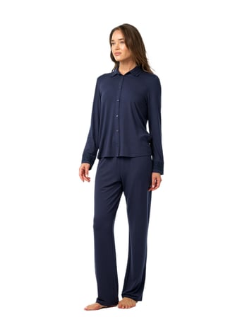 Blackspade Kadın Lacivert Uzun Kol Pijama Takımı 52205 