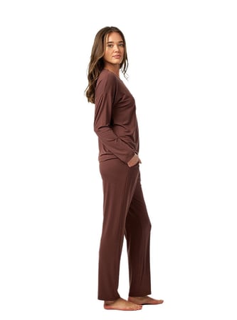 Blackspade Kadın Kahverengi Uzun Kol Pijama Takım 52280 