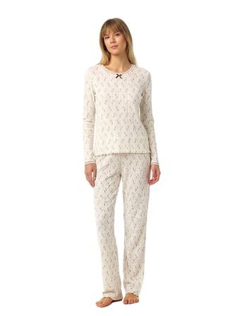 Blackspade Kadın Krem Uzun Kol Pijama Takım 52219 