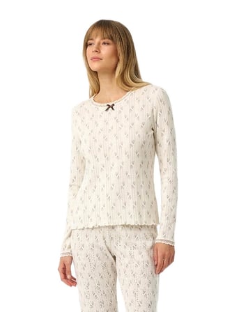 Blackspade Kadın Krem Uzun Kol Pijama Takım 52219 