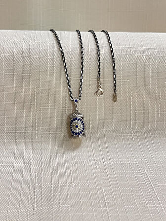 NAZAR BONCUĞU TÜP MODEL İÇİ AÇILIR 925 AYAR GÜMÜŞ CEVŞEN KOLYE