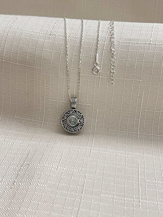 AY YILDIZ YUVARLAK CEVŞEN 925 AYAR GÜMÜŞ KADIN KOLYE