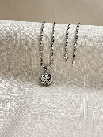 ALLAH YAZILI 925 AYAR GÜMÜŞ CEVŞEN KOLYE