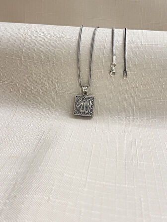 ALLAH YAZILI TİLKİ KUYRUĞU ZİNCİR 925 AYAR CEVŞEN KILIFI KOLYE