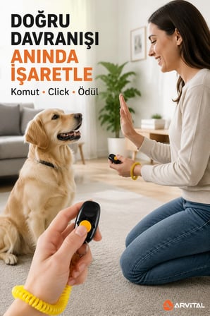 Arvital Köpek Eğitim Clicker Bilek Askılı Sesli Eğitim Aparatı