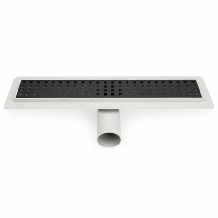 40 cm Mat Siyah Lineer 304 Paslanmaz Çelik Kaplamalı Duş Kanalı Izgara Yer Süzgeci Kare Delikli Koku Önleyici