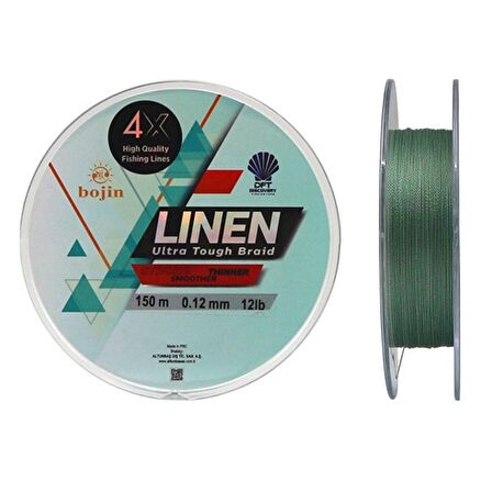 DFT Bojin 4X Linen İp Misina 0.12 mm  150 m  Yeşil