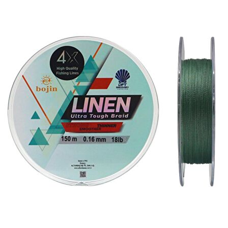 DFT Bojin 4X Linen İp Misina 0.16 mm  150 m  Yeşil