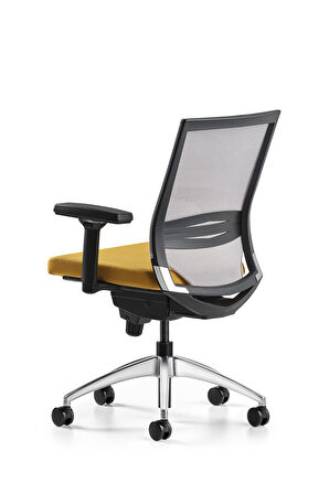 Bürotime Cozy Çalışma Koltuğu Gri/Sarı - 3D Kol - Alüminyum Ayak
