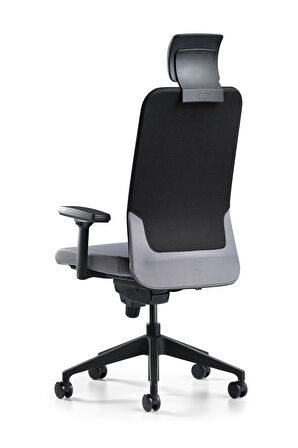Bürotime Comfy Başlıklı Çalışma Koltuğu | 3D Kol | Plastik Ayak | Siyah/Antrasit