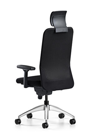 Bürotime Comfy Başlıklı Çalışma Koltuğu | 3D Kol | Krom Ayak | Siyah